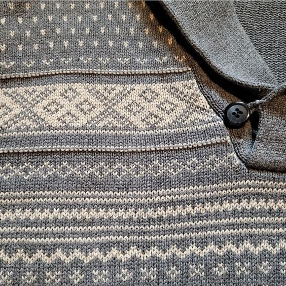 Oscar De La Renta Fair Isle Cotton Sweater Grey Men's Medium - Picture 5 of 6